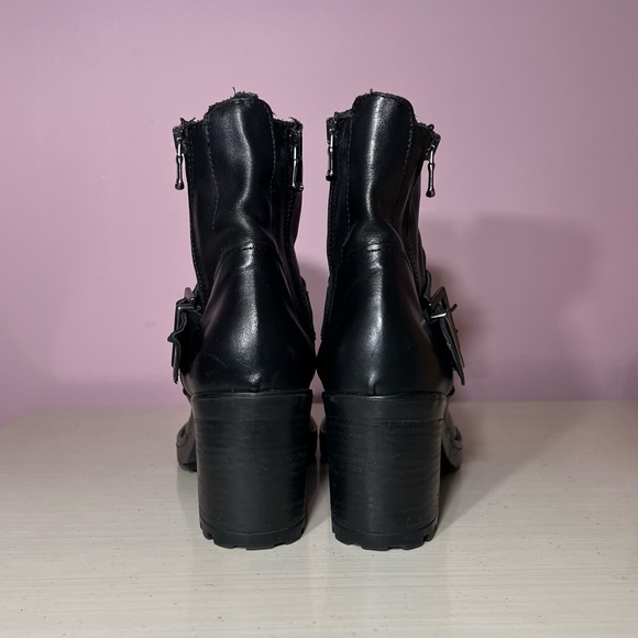 Alissia Women’s 38 (US 7) Made In Italy Black Leather Moto Biker Harley Boots - Picture 5 of 9